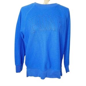 Victoria's Secret Pink Pullover Blue Crewneck Logo Top